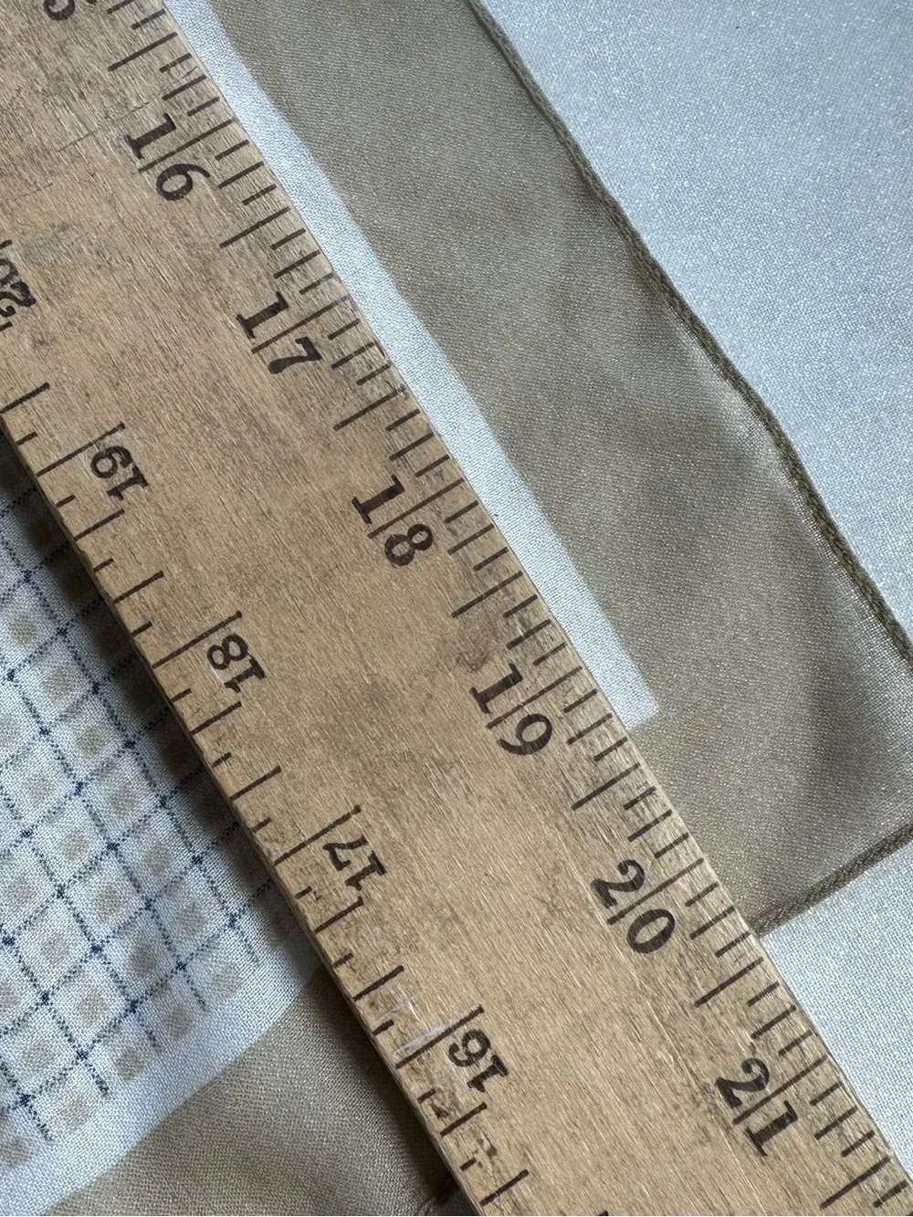 Made in Italy Square Scarf 20.5” Beige Taupe Plaid Sheer Neck Hair Scarf